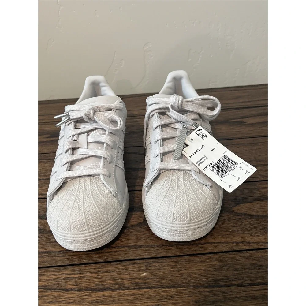 ADIDAS ORIGINALS SUPERSTAR GREY MEN CASUAL LEATHER SHOES SNEAKERS GX3623 SZ  5.5